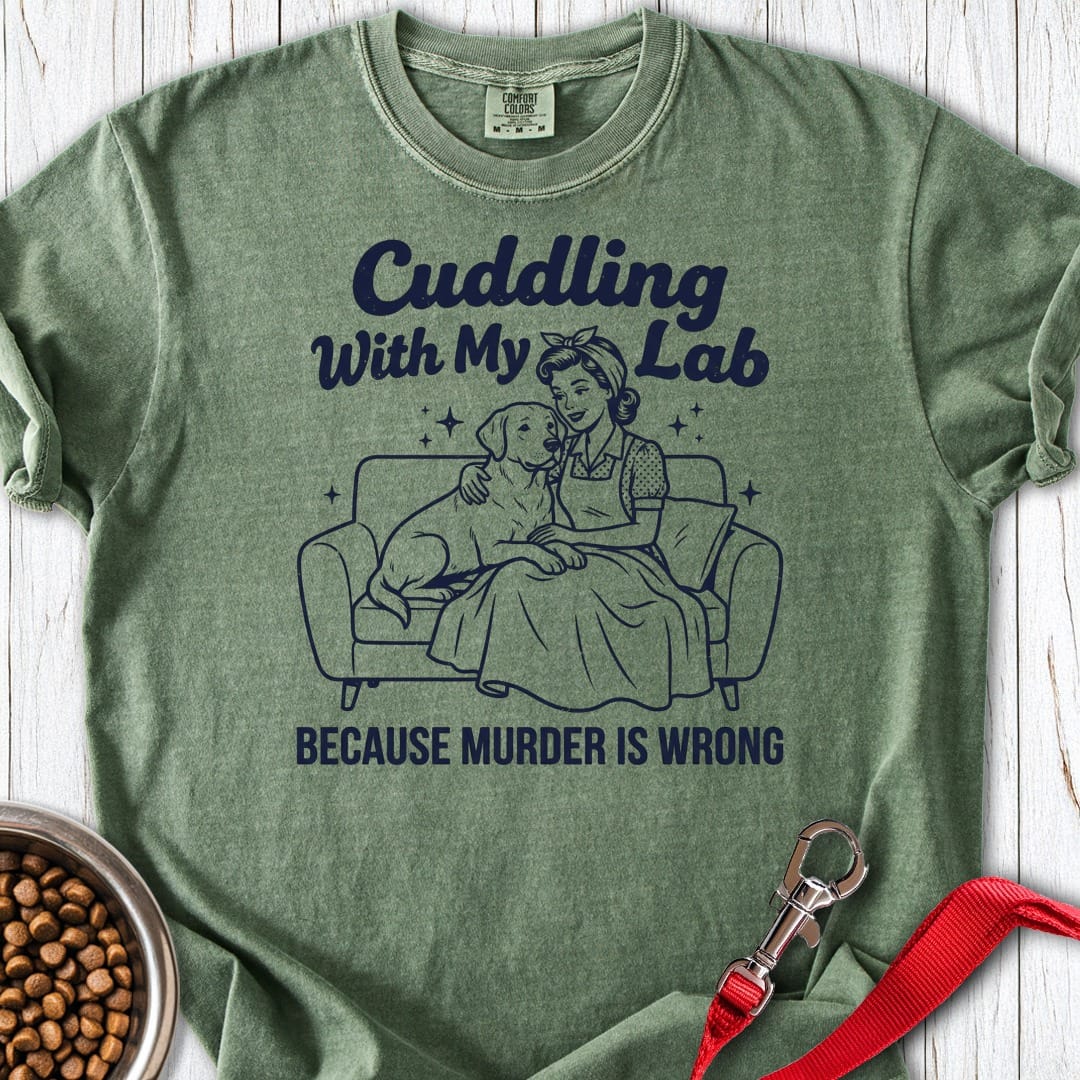 Cuddling With My Lab Premium Tee Moss