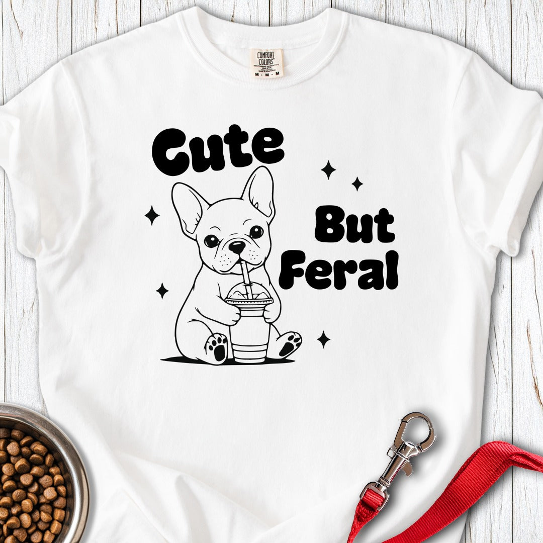 Cute but Feral French Bulldog Premium Tee White