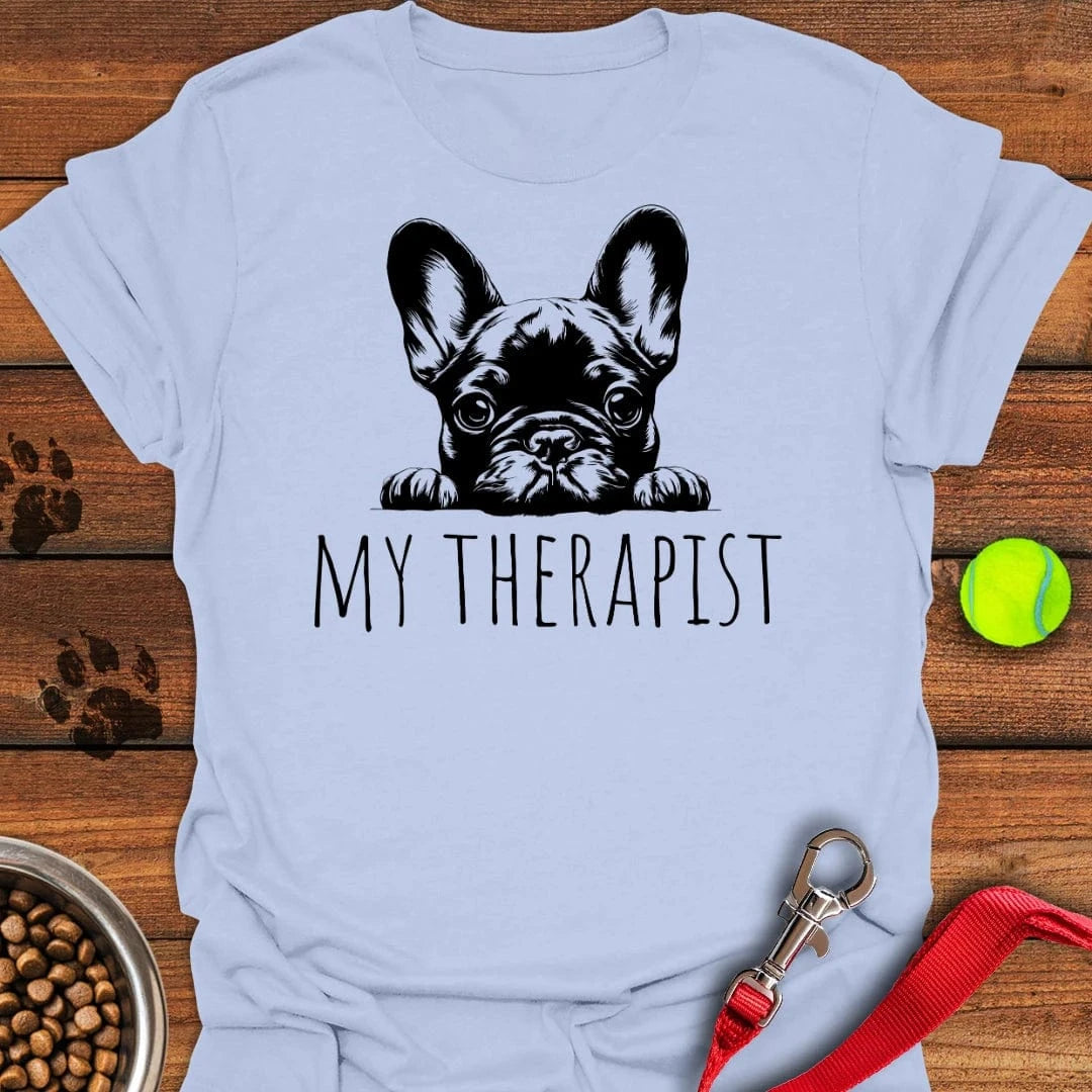 French Bulldog My Therapist T-Shirt Light Blue