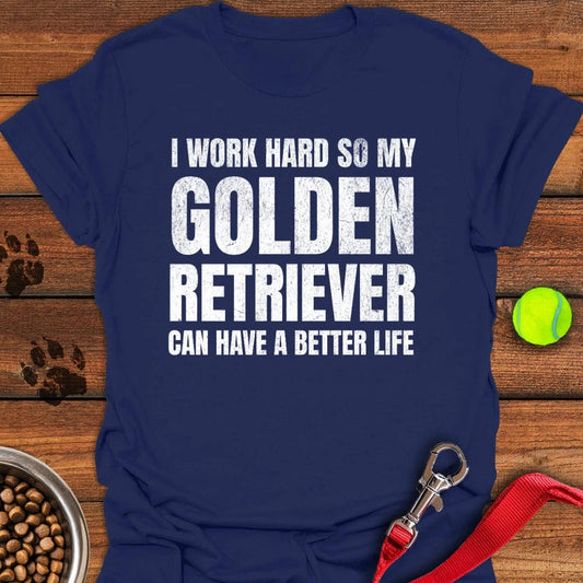 I Work For My Golden Retriever T-Shirt Navy