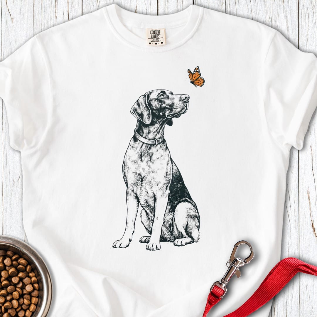 German Shorthaired Pointer Butterfly Premium Tee White