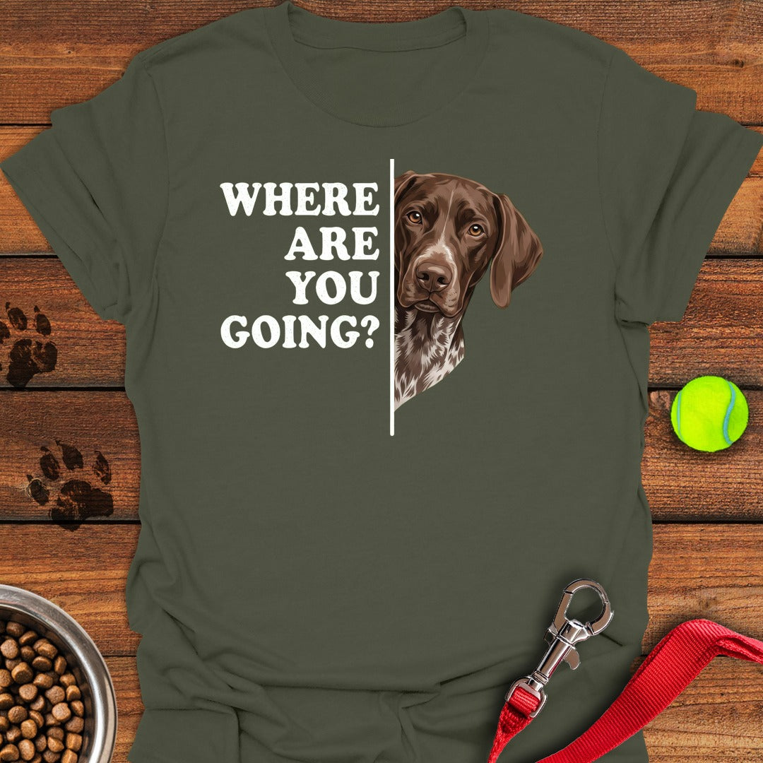 German Shorthaired Pointer Followning Military Green