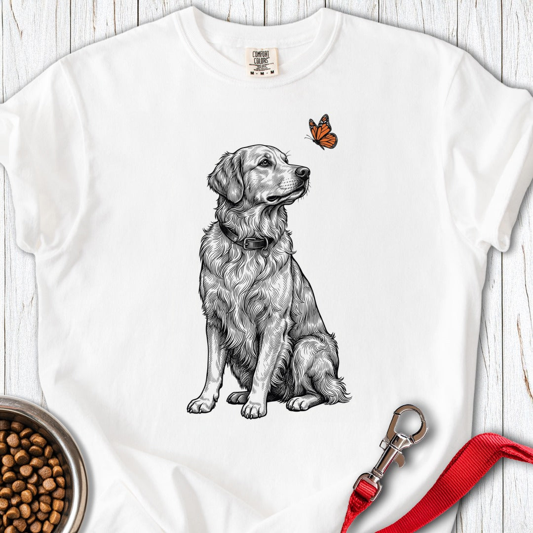 Golden Retriever Butterfly Premium Tee White