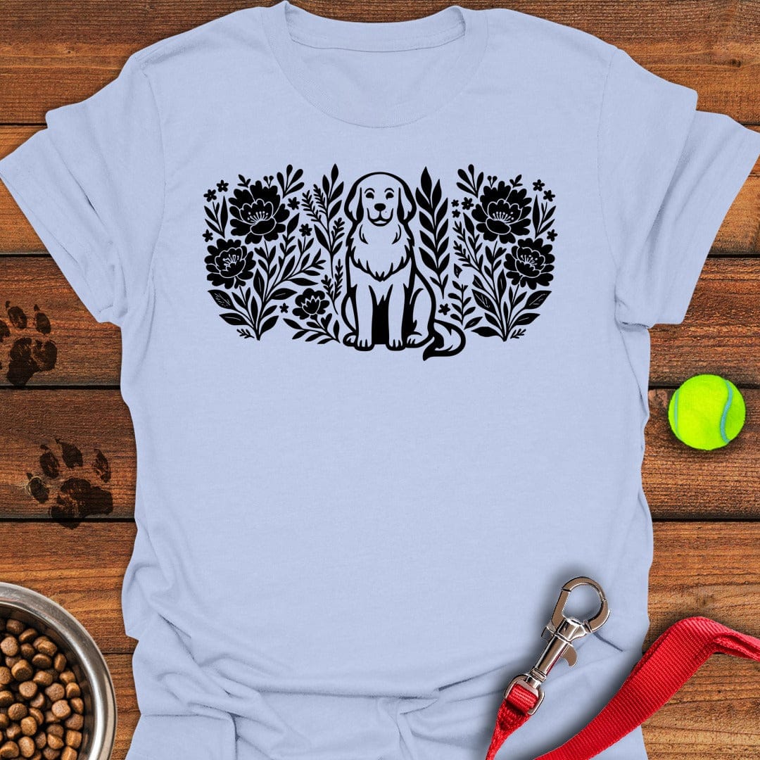 Golden Retriever Flower Light Blue