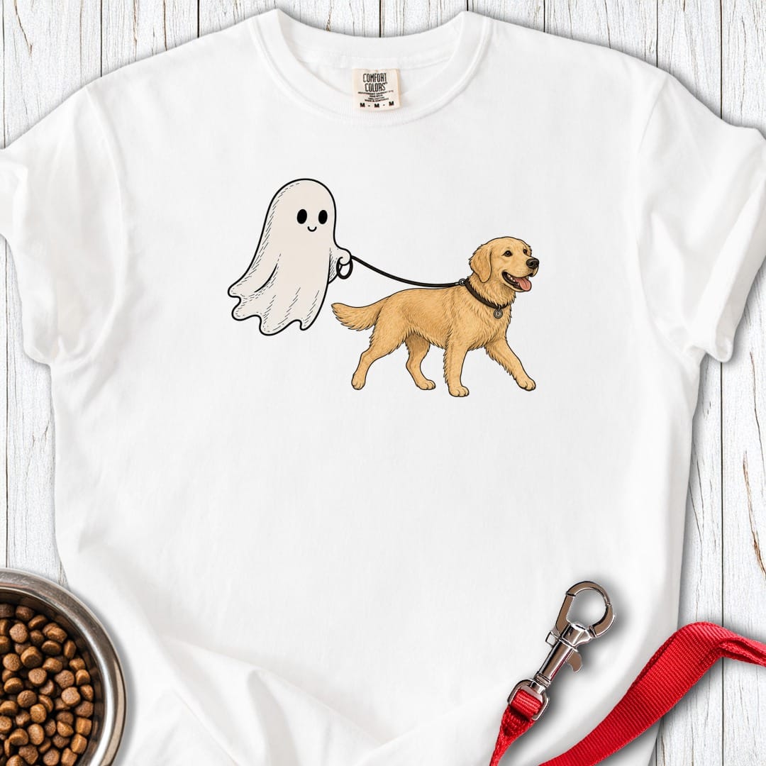 Golden Retriever Ghost Halloween Premium Tee White