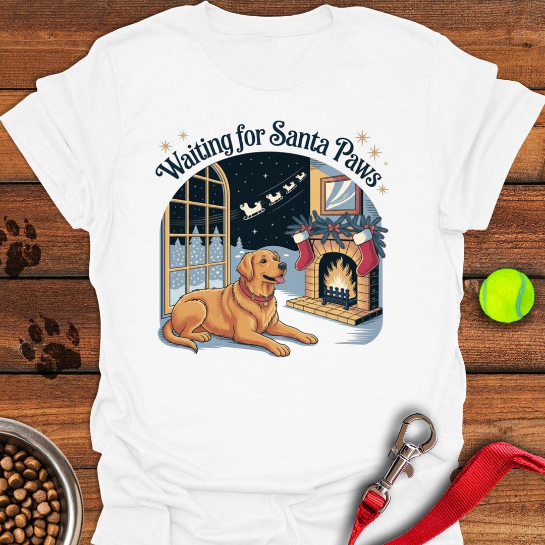 Golden Retriever Santa Paws Christmas White
