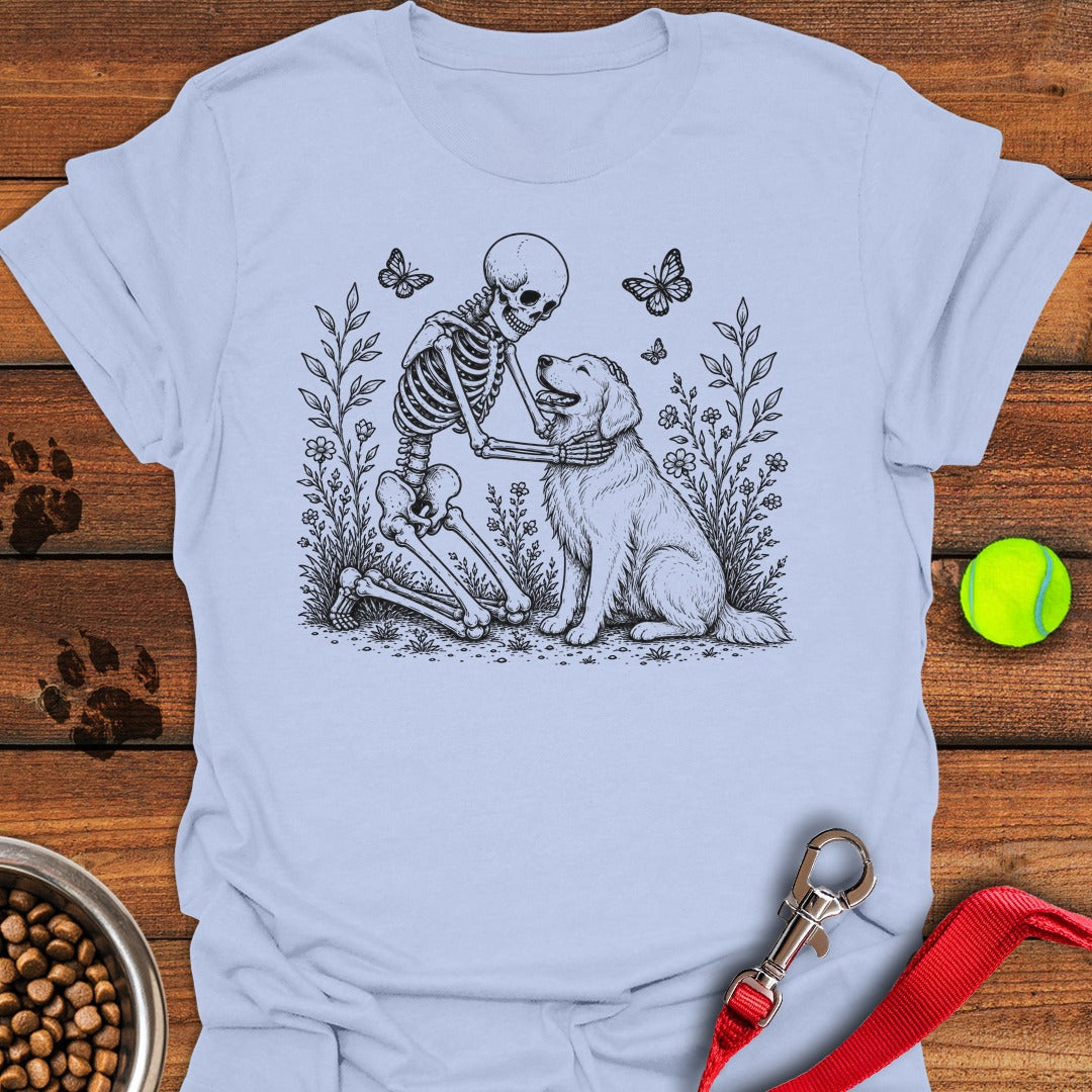 Golden Retriever Skeleton Halloween Light Blue