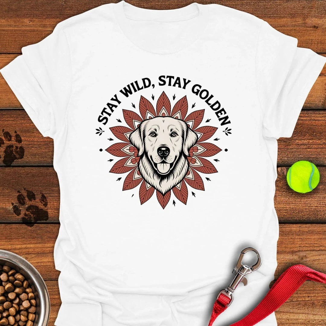 Golden Retriever Flower T-Shirt White