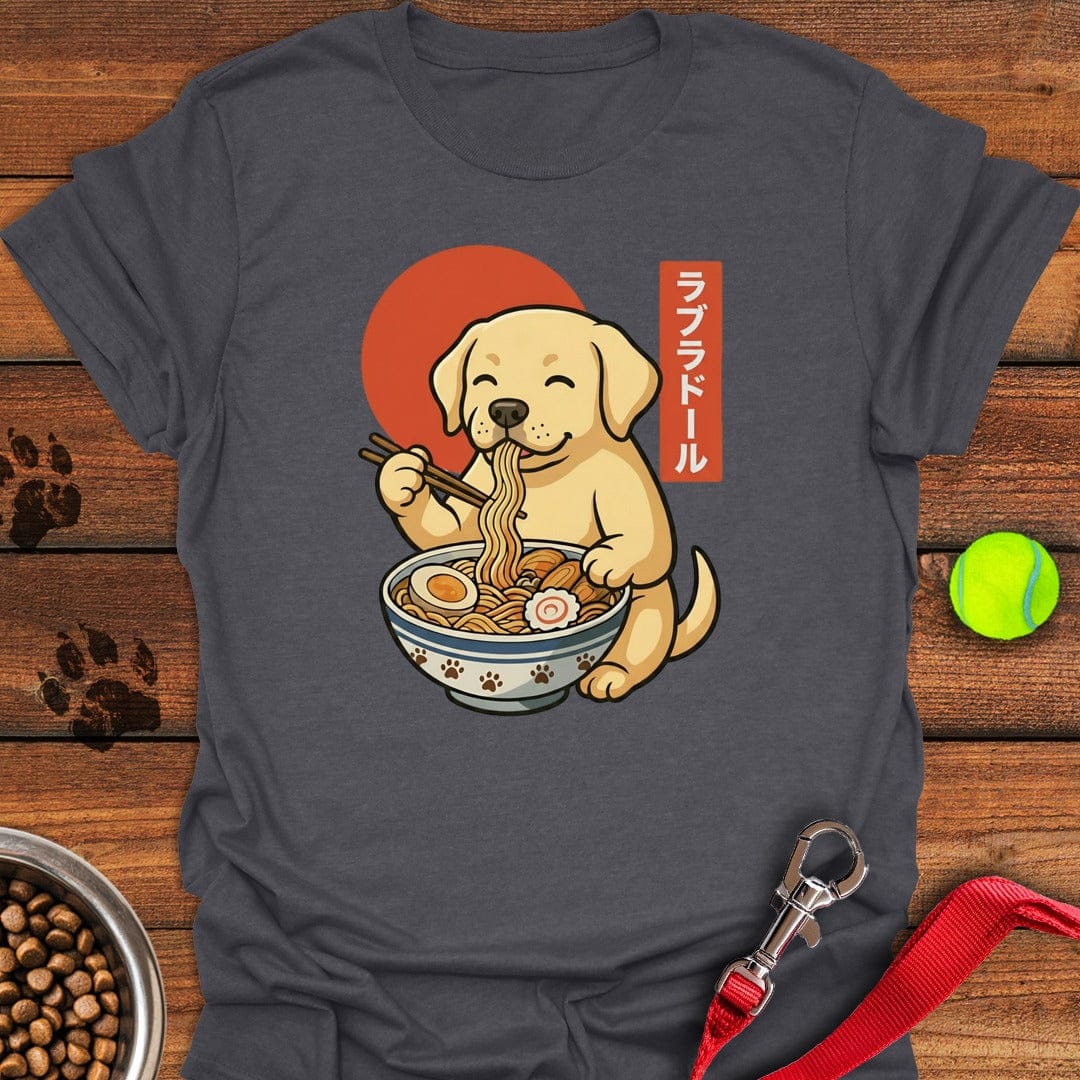 Lab Puppy Eating Ramen Dark Heather