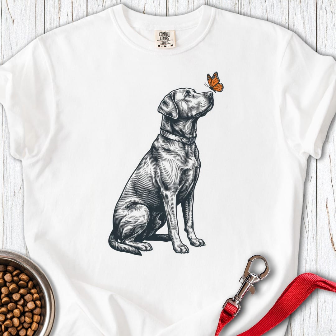 Labrador Butterfly Premium Tee White