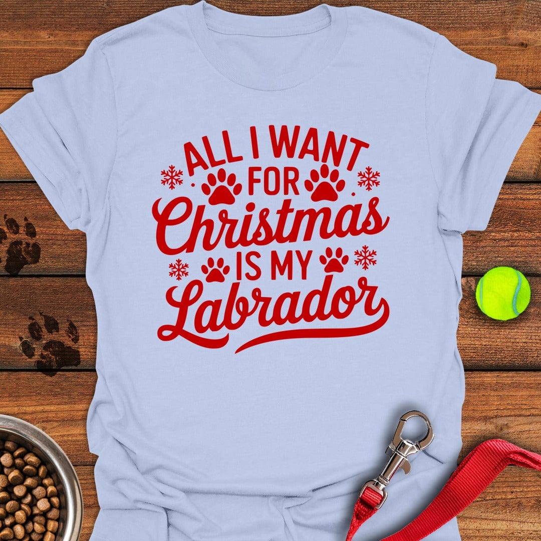 Labrador Christmas T-Shirt Light Blue