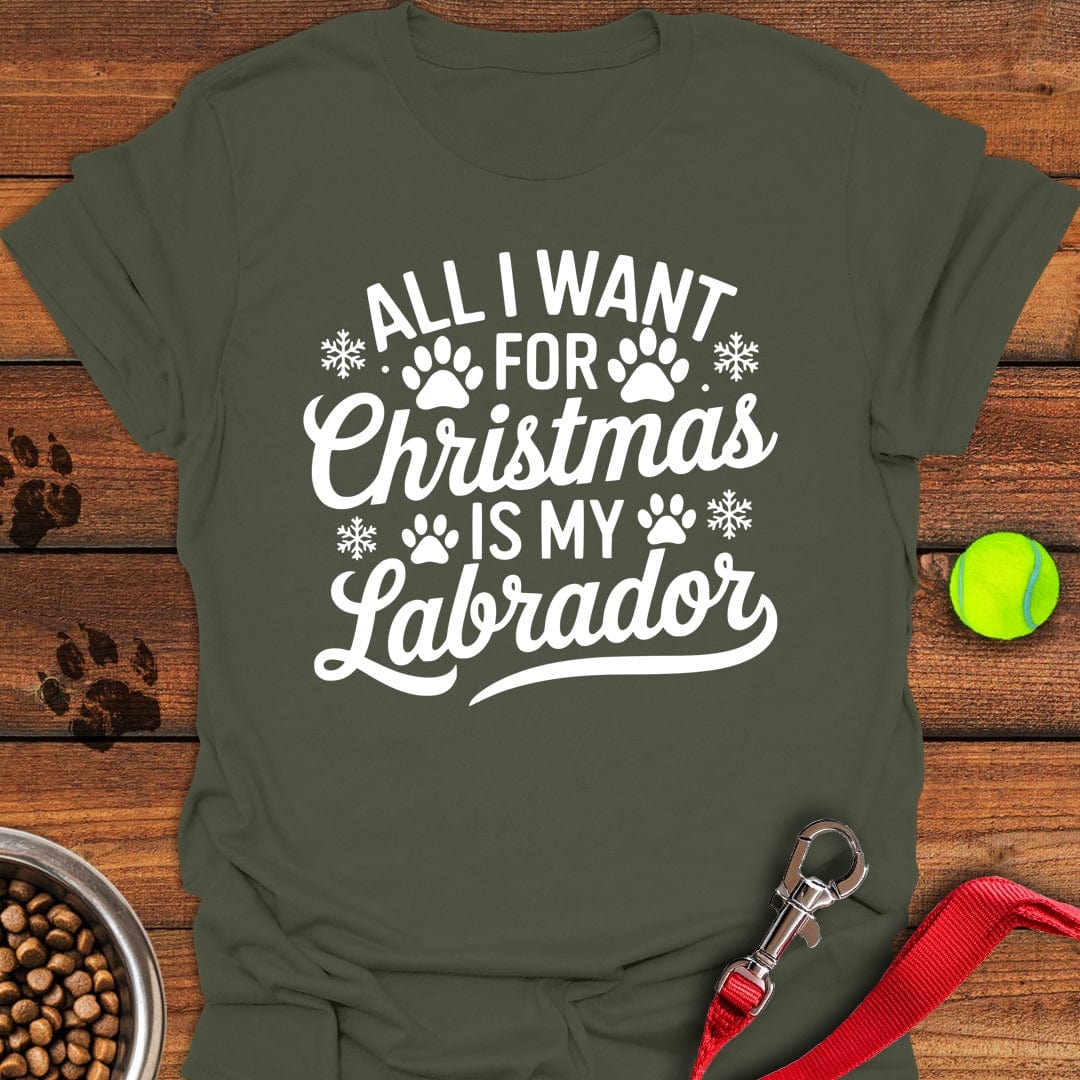 Labrador Christmas T-Shirt Military Green