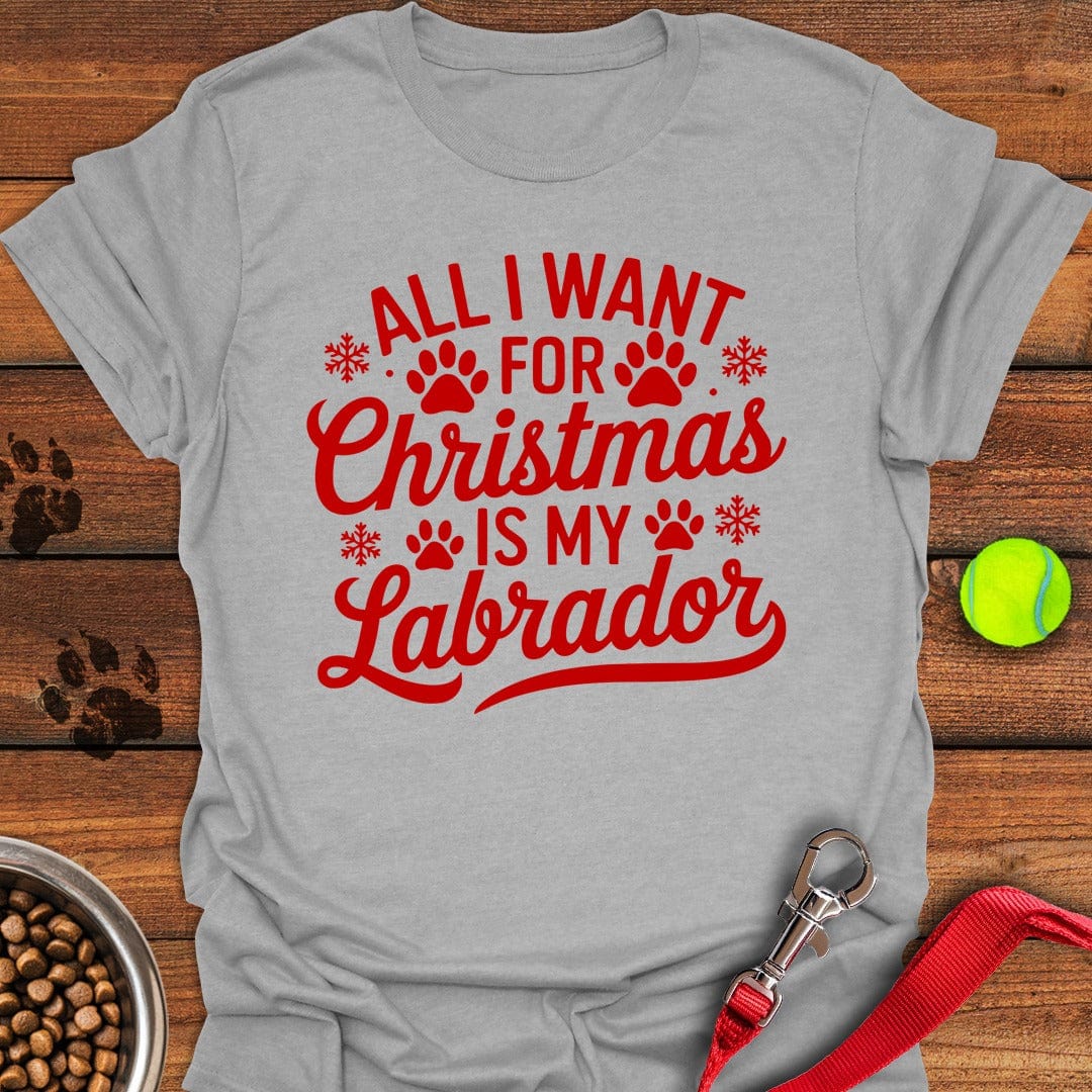 Labrador Christmas T-Shirt Sport Grey