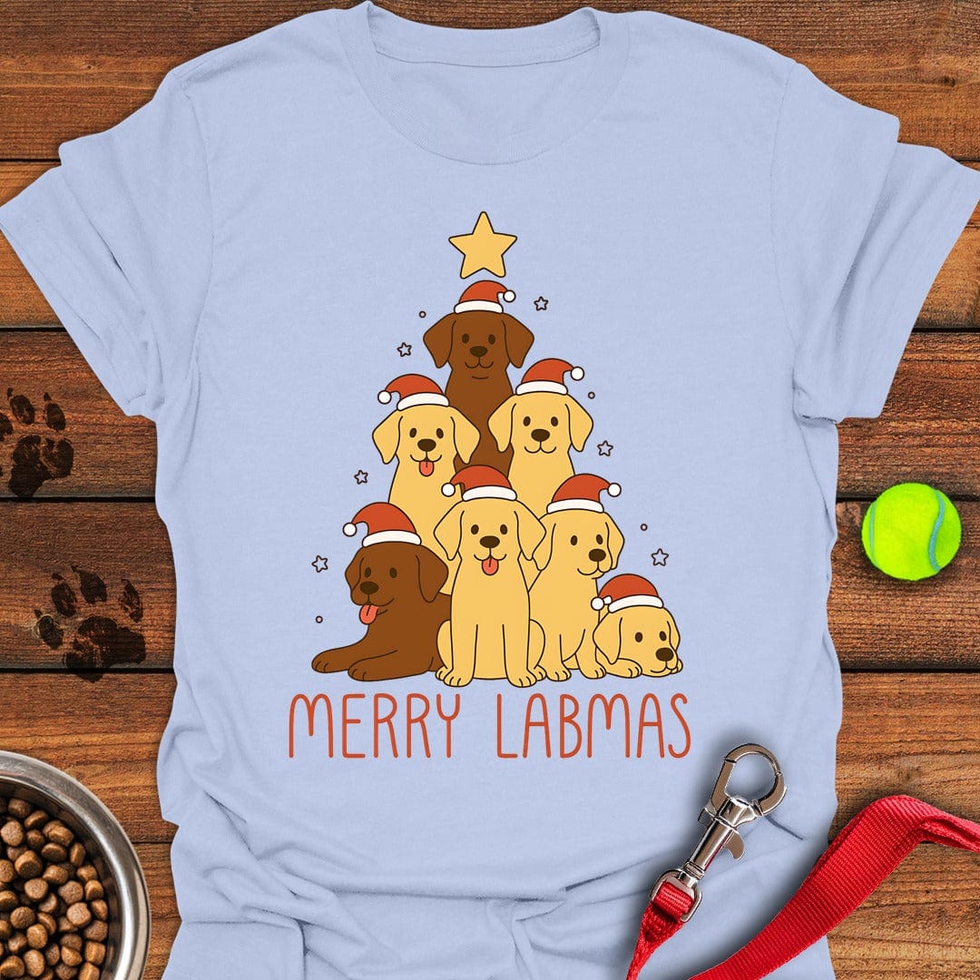 Labrador Christmas Tree T-Shirt Light Blue