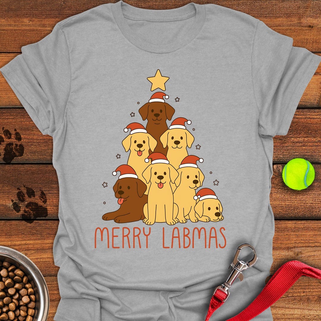 Labrador Christmas Tree T-Shirt Sport Grey