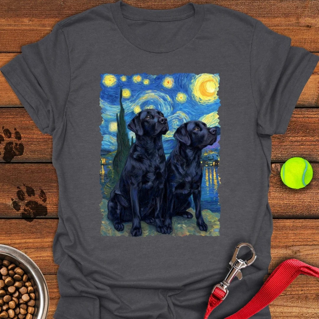 Two Black Labs Van Gogh T-Shirt Dark Heather