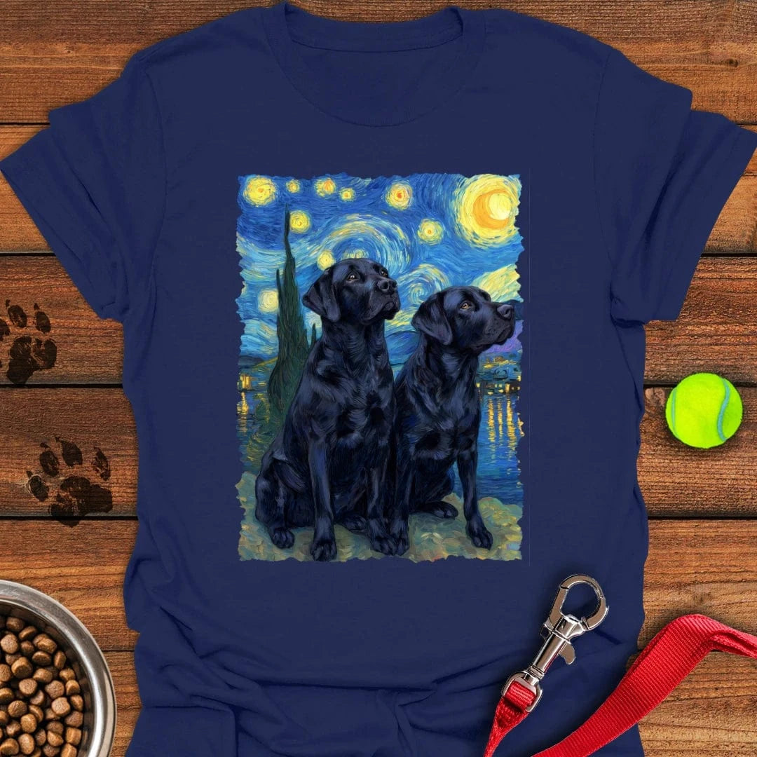 Two Black Labs Van Gogh T-Shirt Navy
