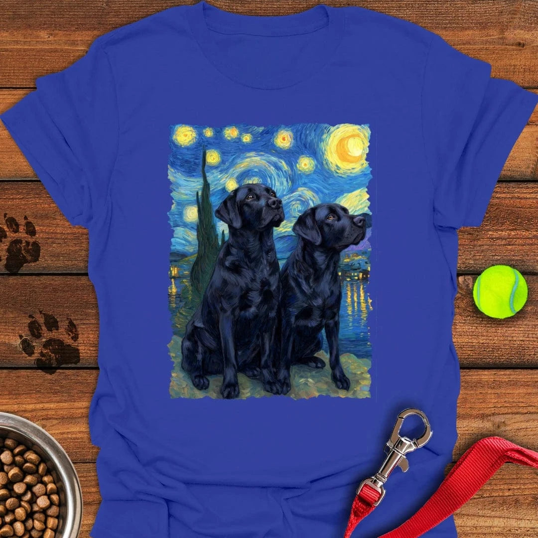 Two Black Labs Van Gogh T-Shirt Royal
