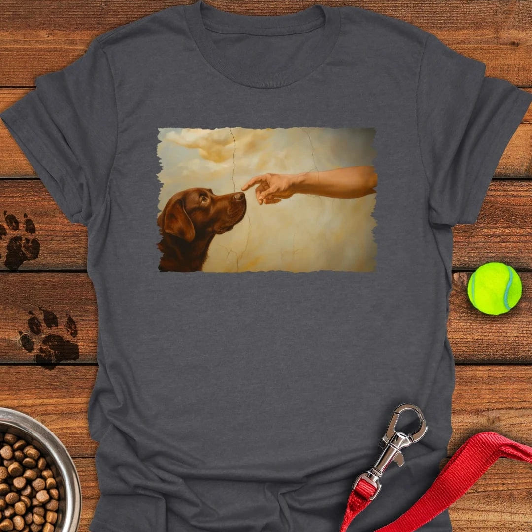 God Creates Chocolate Labrador T-Shirt Dark Heather