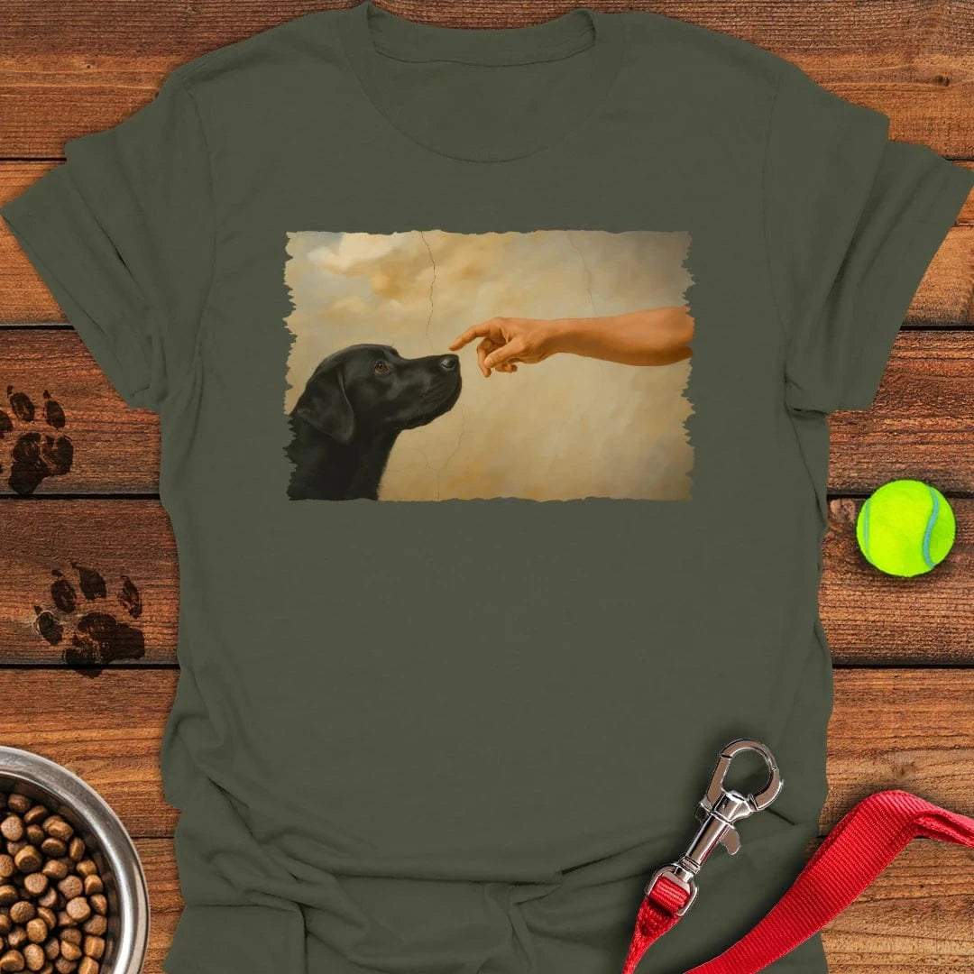 God Creates Black Labrador T-Shirt Military Green