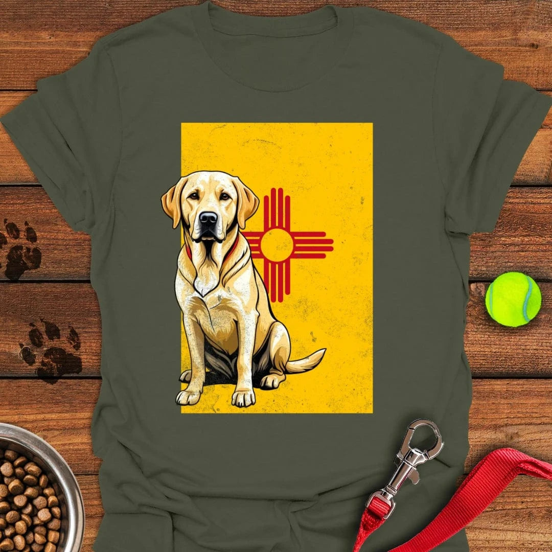 Yellow Labrador New Mexico Flag T-Shirt Military Green