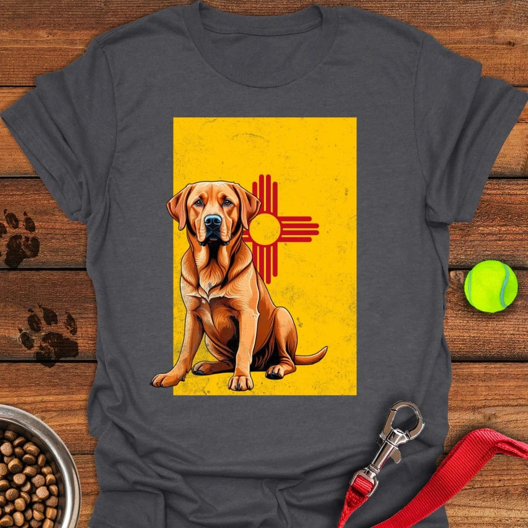 Fox Red Labrador New Mexico Flag T-Shirt Dark Heather