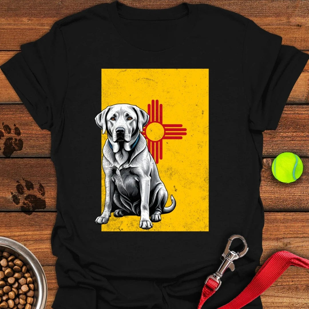 Silver Labrador New Mexico Flag T-Shirt Black