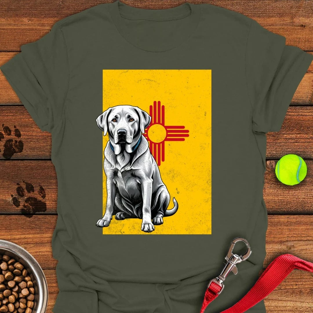 Silver Labrador New Mexico Flag T-Shirt Military Green