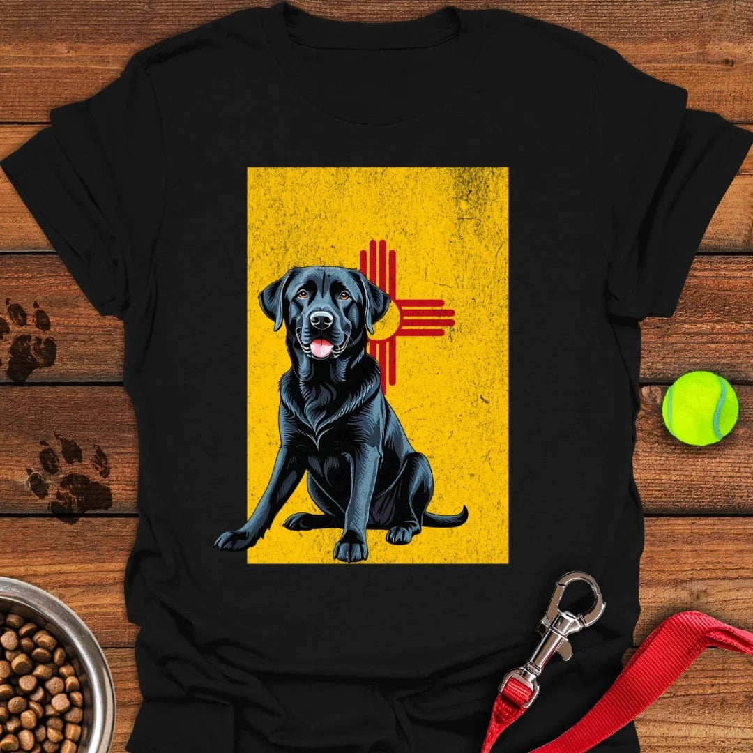 Black Labrador New Mexico Flag T-Shirt Black