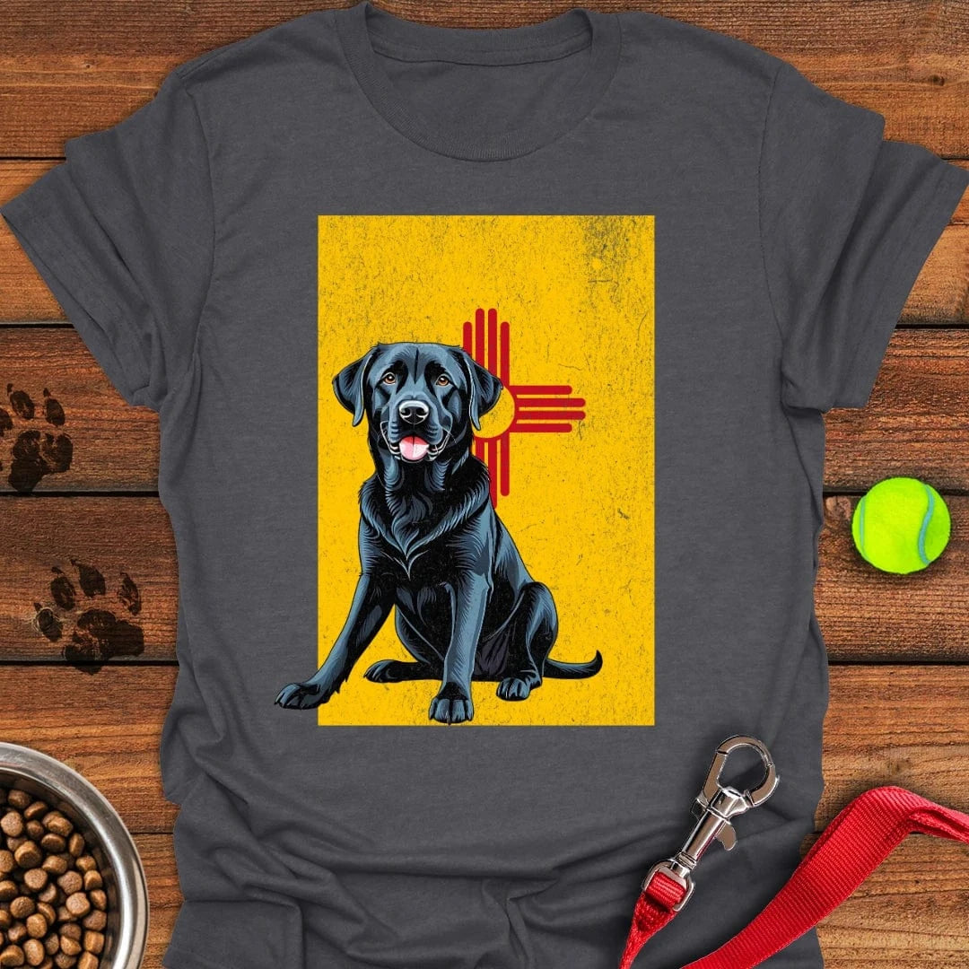 Black Labrador New Mexico Flag T-Shirt Dark Heather