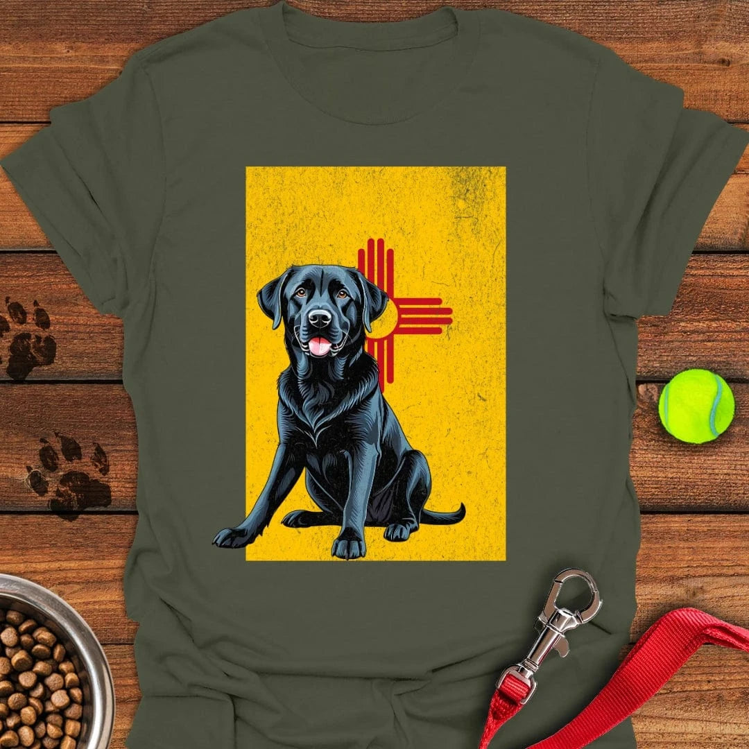Black Labrador New Mexico Flag T-Shirt Military Green