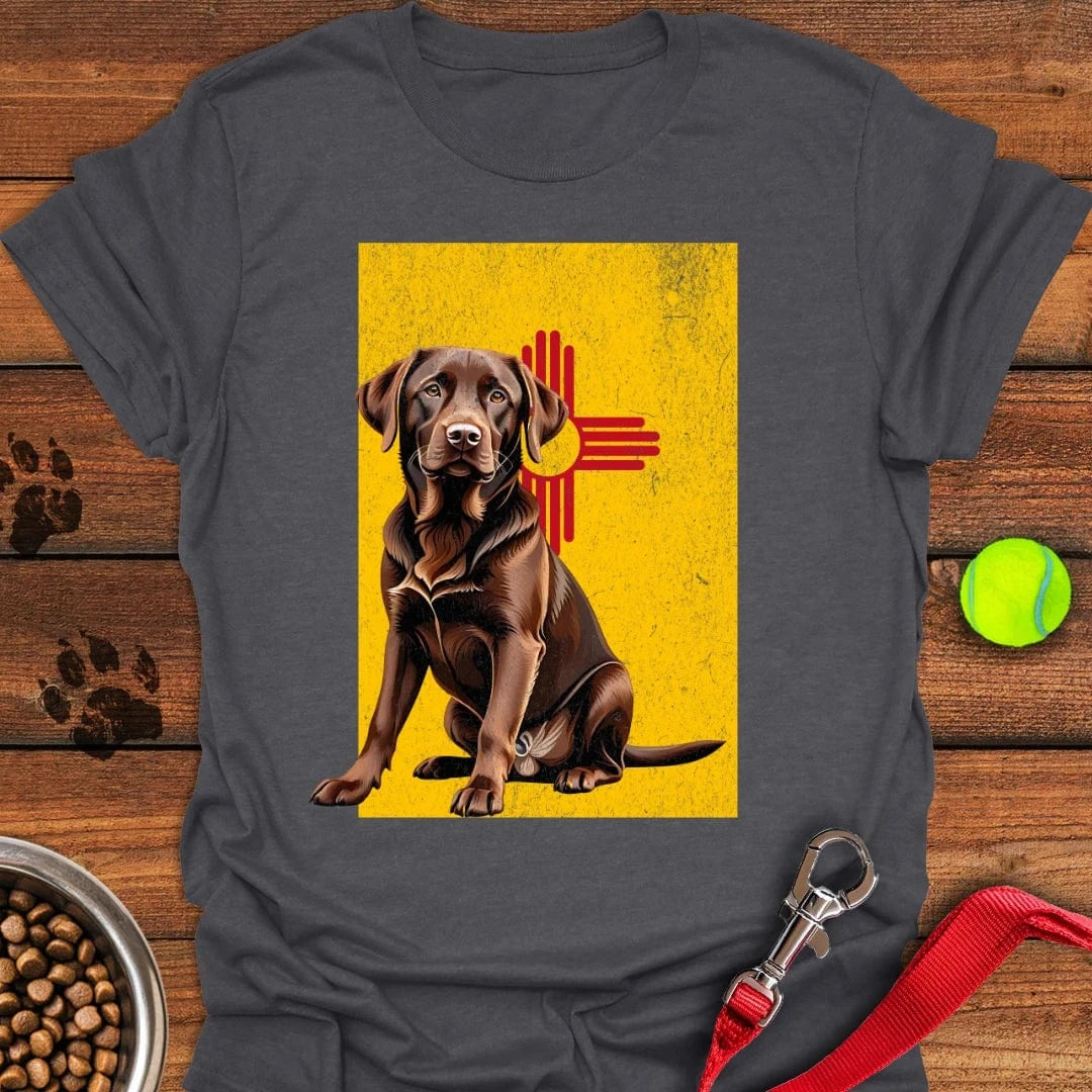 Chocolate Labrador New Mexico Flag T-Shirt Dark Heather