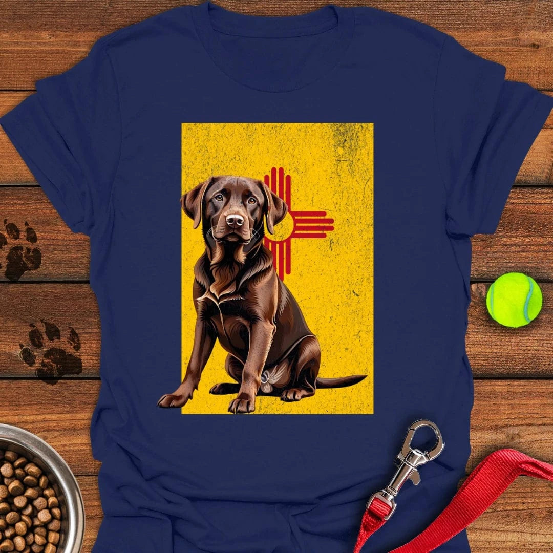 Chocolate Labrador New Mexico Flag T-Shirt Navy