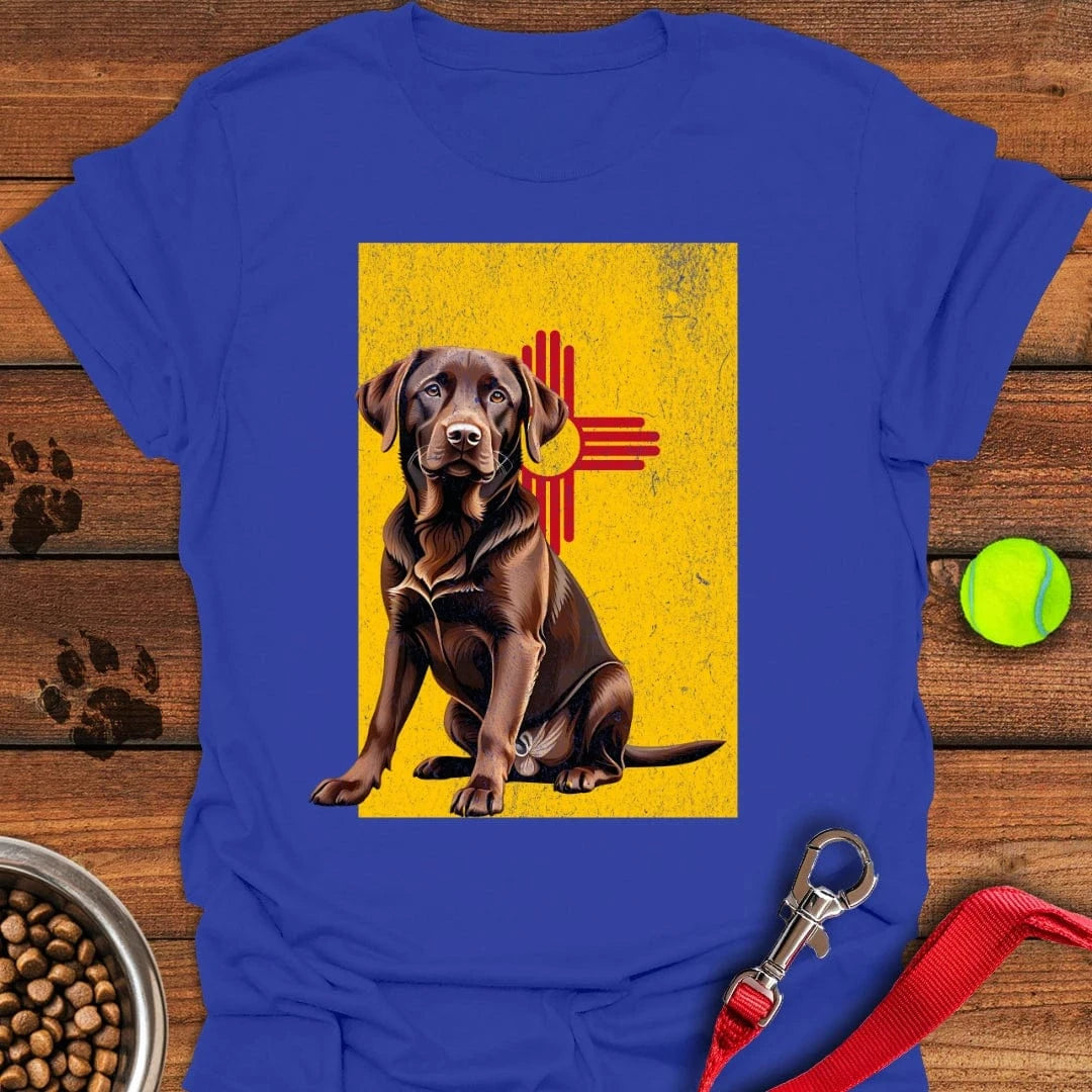 Chocolate Labrador New Mexico Flag T-Shirt Royal