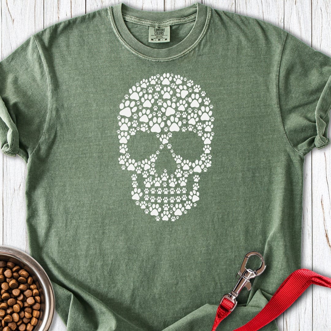 Paw Prints Halloween Skull Premium Tee Moss