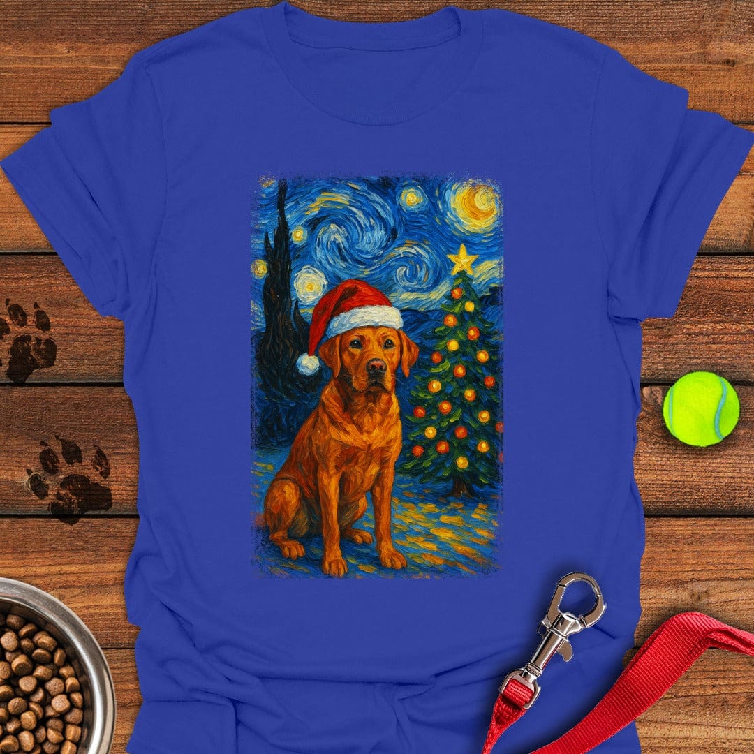 Red Labrador Christmas Van Gogh T-Shirt Royal