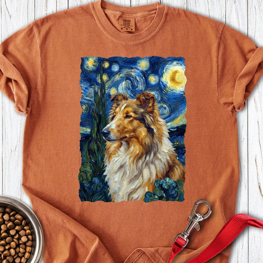 Rough Collie Van Gogh Premium Tee Yam