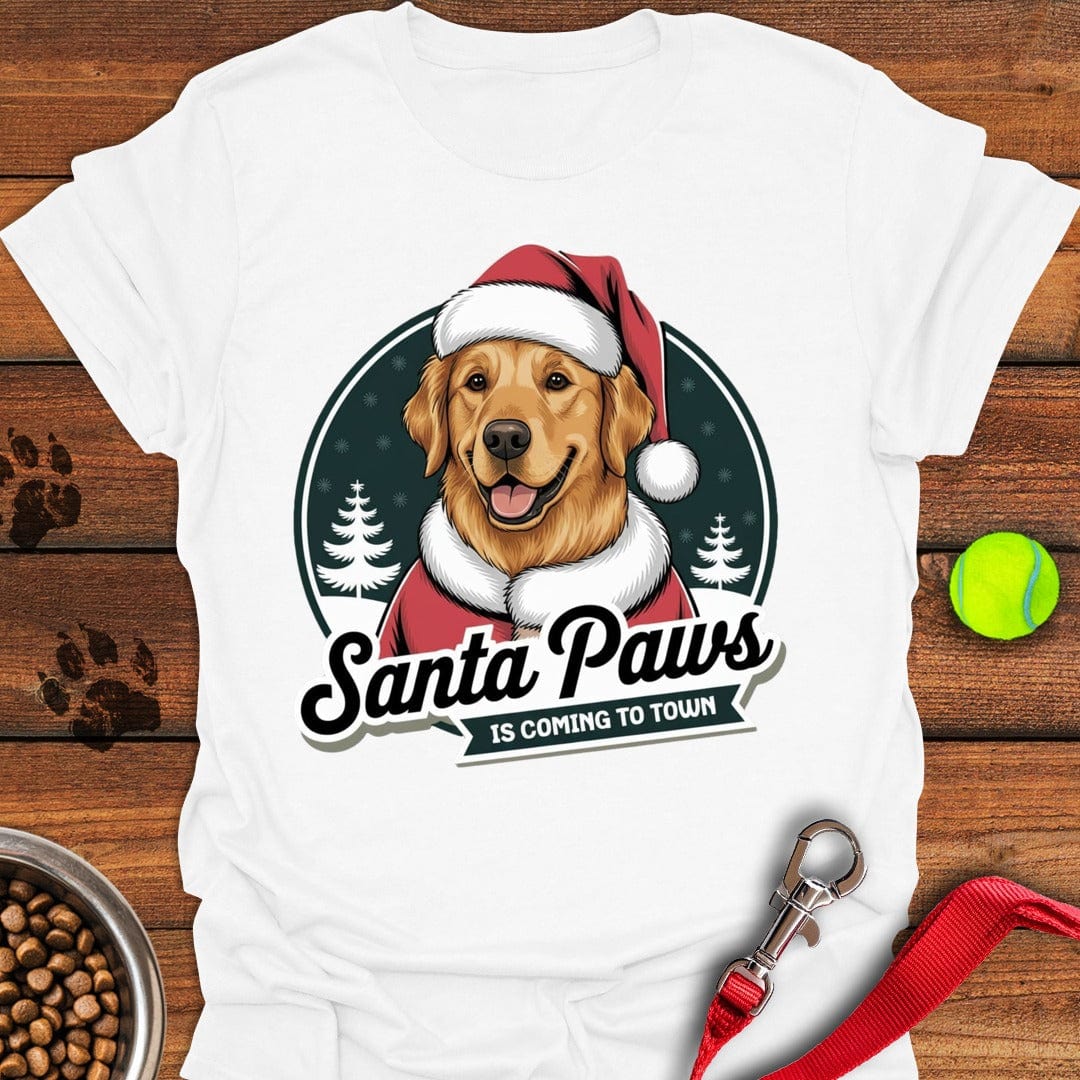 Santa Paws Golden Retriever T-Shirt White