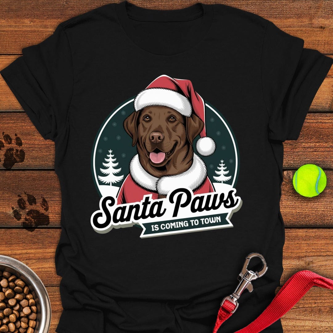 Santa Paws Labrador Christmas T-Shirt Black