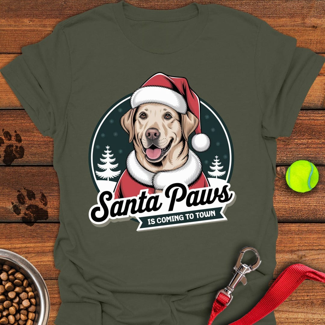 Santa Paws Labrador Christmas T-Shirt Military Green