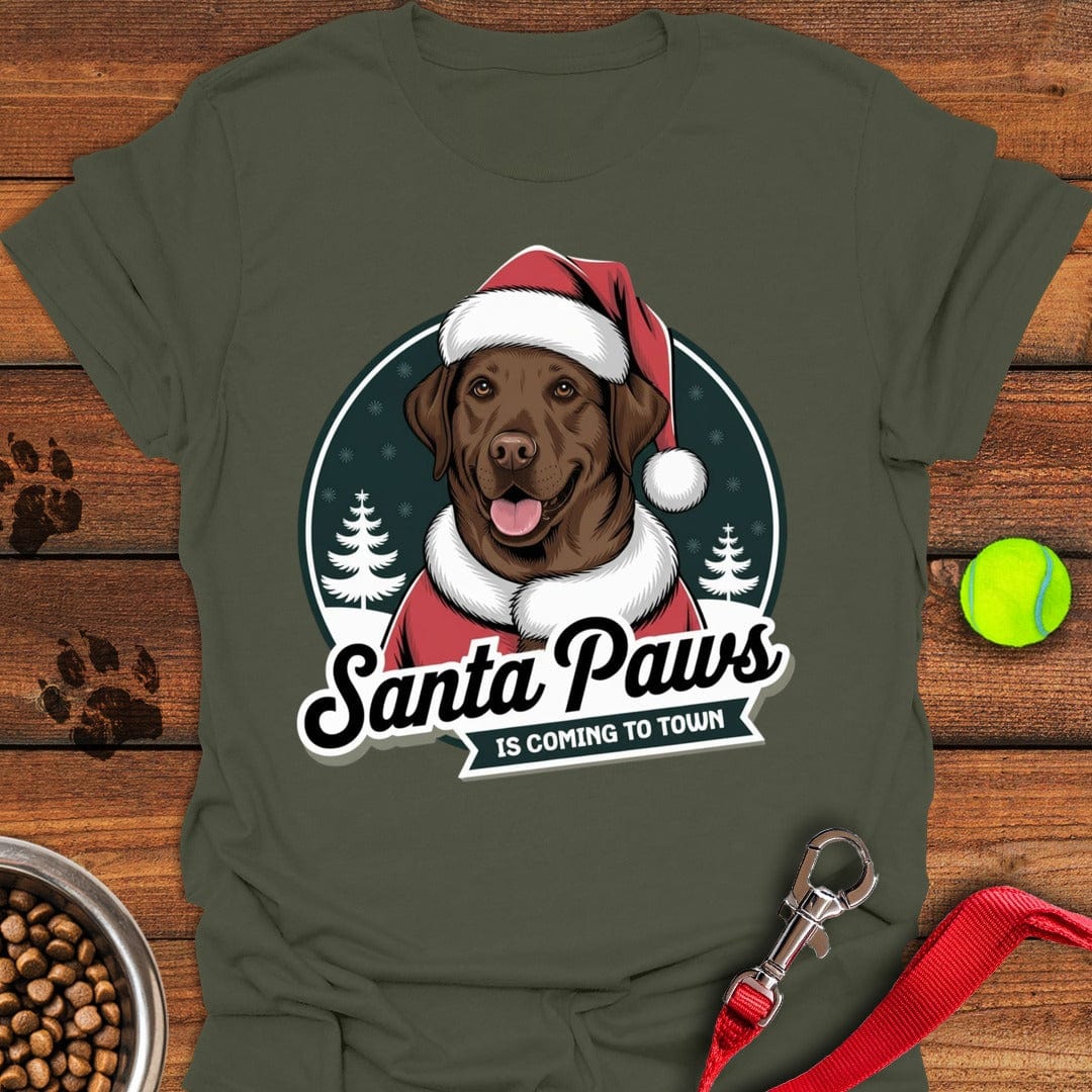 Santa Paws Labrador Christmas T-Shirt Military Green