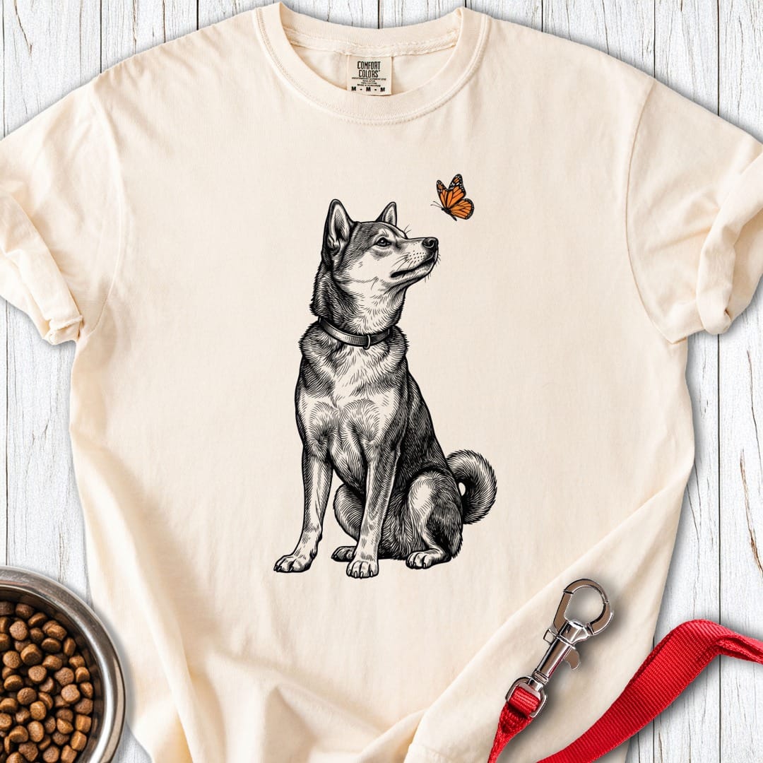 Shiba Inu Butterfly Premium Tee Ivory