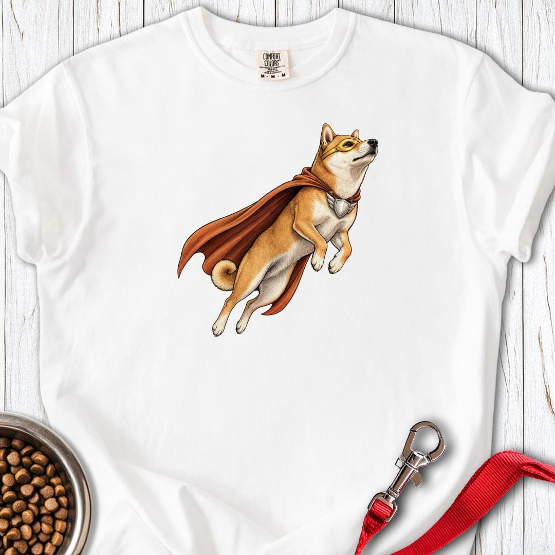 Shiba Inu Superhero Premium Tee White