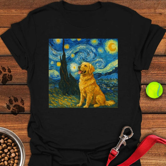 Golden Retriever Van Gogh T-Shirt Black