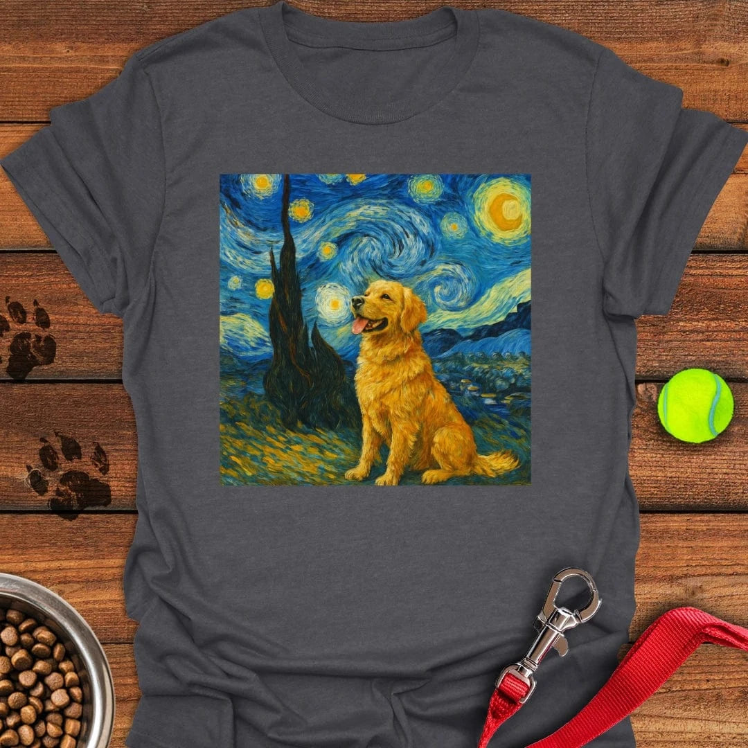 Golden Retriever Van Gogh T-Shirt Dark Heather