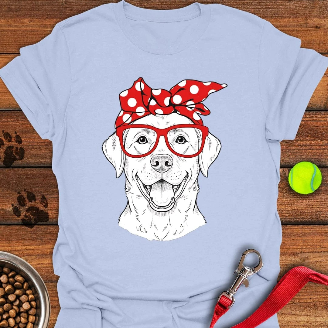 Funny Labrador Red Glasses T-Shirt Light Blue
