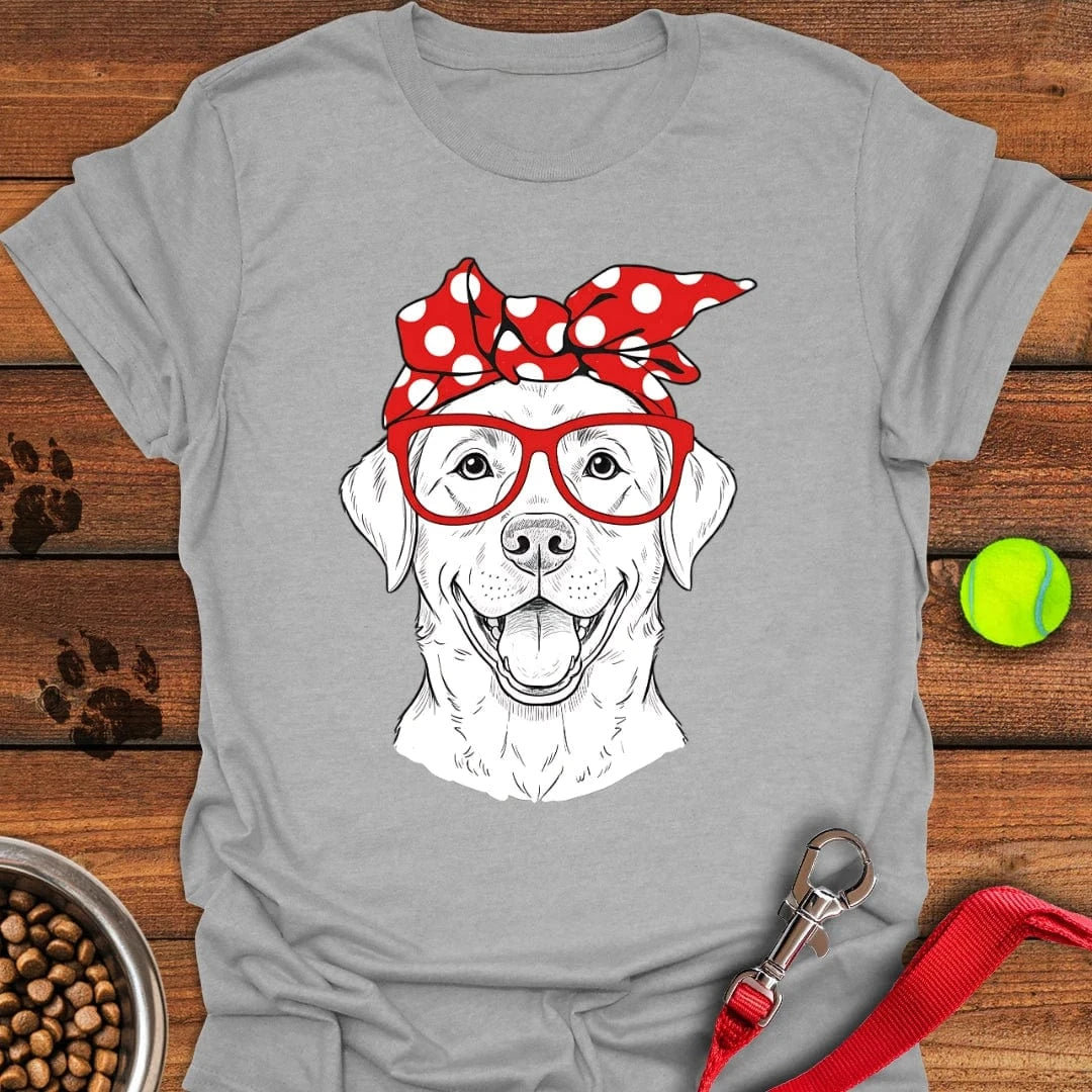 Funny Labrador Red Glasses T-Shirt Sport Grey