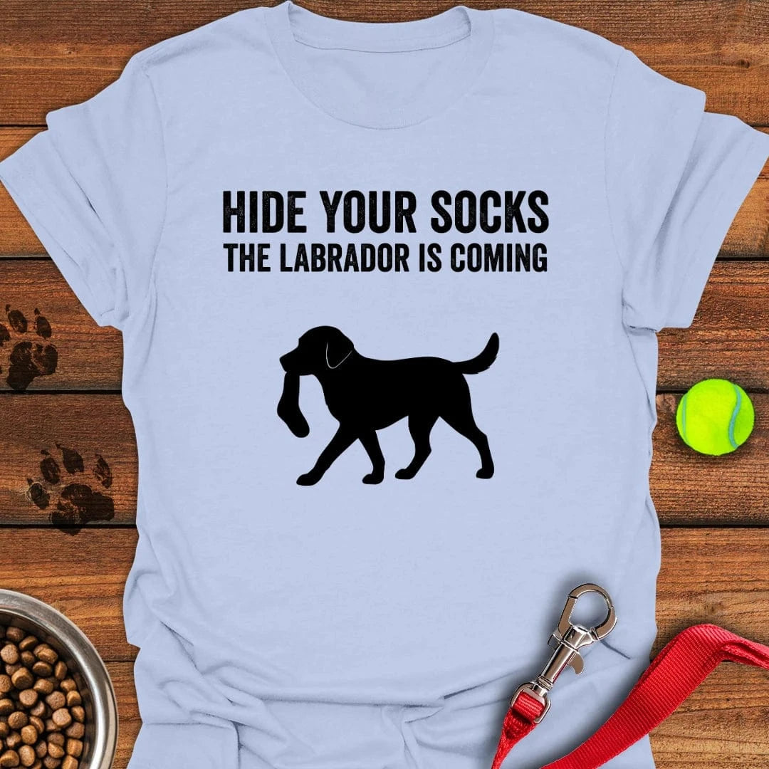 Hide Your Socks Labrador T-Shirt Light Blue