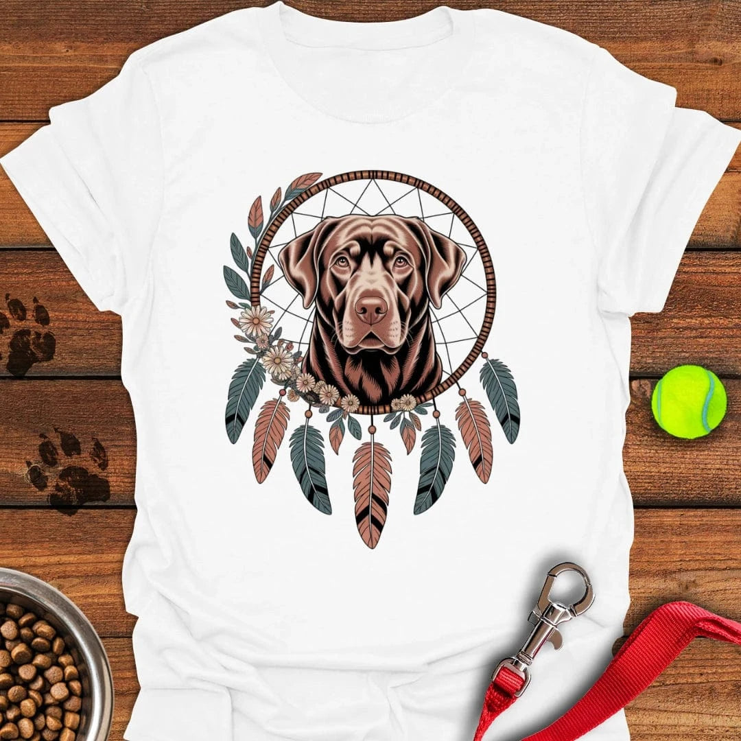 Chocolate Labrador Boho Dream Catcher T-Shirt White