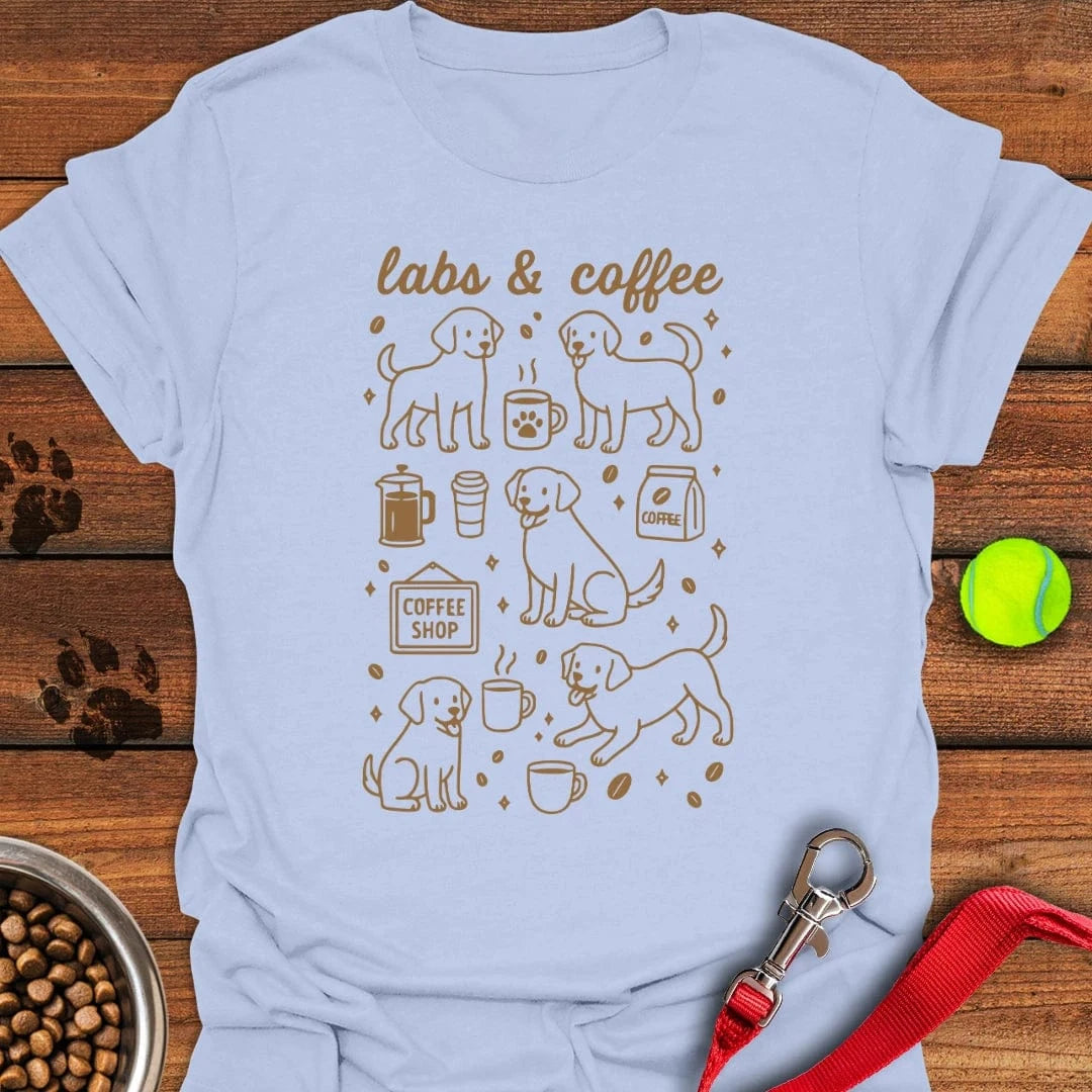 Labs & Coffee Doodle T-Shirt Light Blue